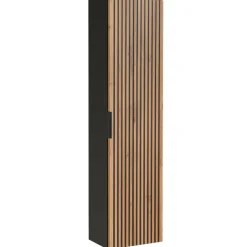 Colonna bagno sospesa 35x140h cm cannettato 1 anta quercia antracite Limpid