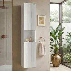 Colonna bagno sospesa 30x140h cm cannettato 2 ante bianco Cleany