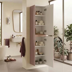 Colonna bagno sospesa 35x160h cm cannettato 2 ante rosa Autentic