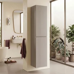 Colonna bagno sospesa 35x160h cm cannettato 2 ante beige Autentic