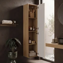 Colonna bagno sospesa 35x170h cm cannettato 2 ante rovere Pretty