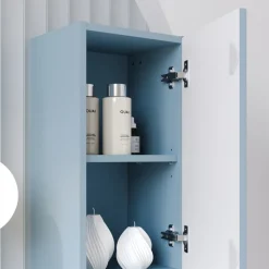 Colonna bagno sospesa 30x140h cm cannettato 2 ante azzurro Celestiale