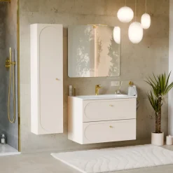 Colonna bagno sospesa 35x140h cm fresato 1 anta beige Sand