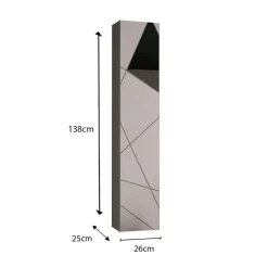 Colonna bagno 26x138h cm 1 anta bianco lucido specchi Olimpo