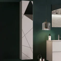 Colonna bagno 26x138h cm 1 anta bianco lucido specchi Olimpo