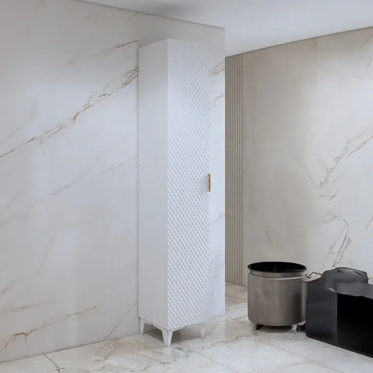 Colonna bagno 35x198h cm 1 anta bianco frontale decorato Konny