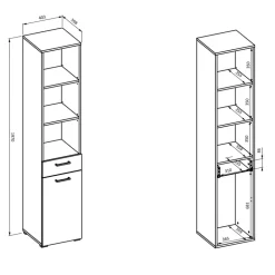 Colonna bagno 40x197h cm 1 anta 1 cassetto tortora rovere Wave