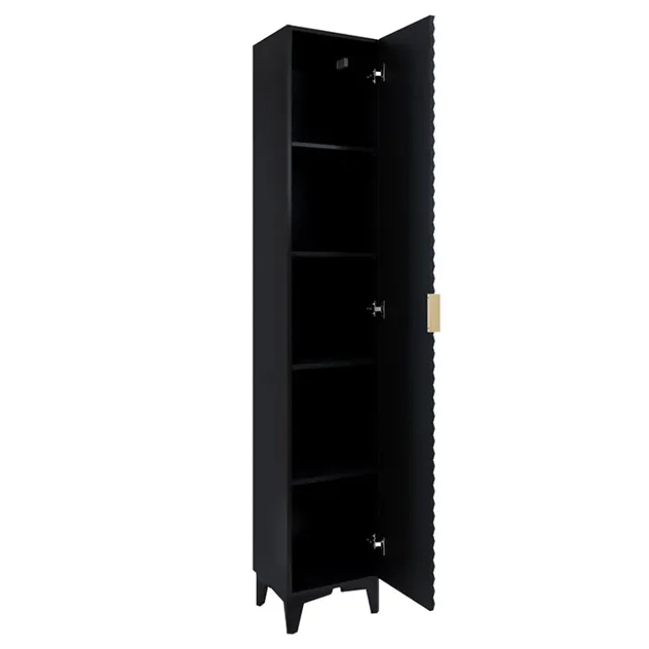 Colonna bagno 35x198h cm 1 anta nero frontale decorato Konny