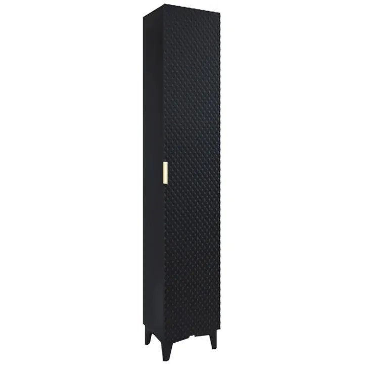 Colonna bagno 35x198h cm 1 anta nero frontale decorato Konny