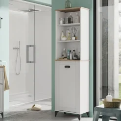 Colonna bagno 47x168h cm 1 anta 3 vani rovere bianco Ilias