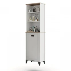 Colonna bagno 47x168h cm 1 anta 3 vani rovere bianco Ilias