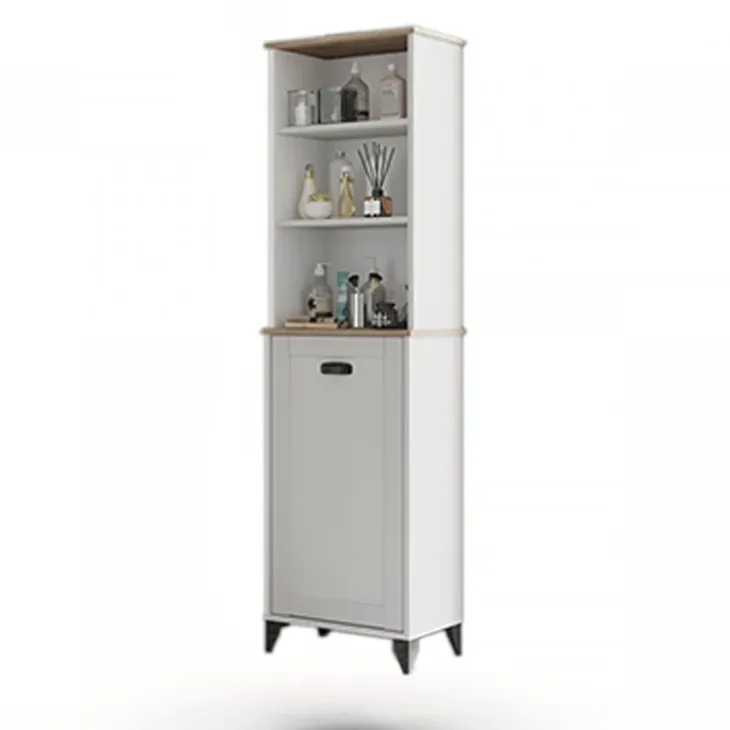 Colonna bagno 47x168h cm 1 anta 3 vani rovere bianco Ilias