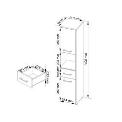 Colonna bagno 30x140h cm 2 ante 1 vano a giorno rovere bianco Woters