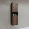 Colonna bagno 34x133h cm 2 ante 1 vano a giorno nero ante noce decorate Silvy