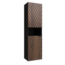 Colonna bagno 34x133h cm 2 ante 1 vano a giorno nero ante noce decorate Silvy