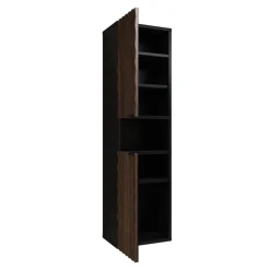 Colonna bagno 34x133h cm 2 ante 1 vano a giorno nero ante noce decorate Silvy