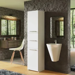 Colonna bagno 40x170h cm con ante moderna bianco Ramona