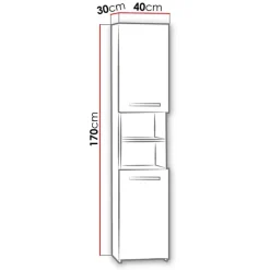 Colonna bagno 40x170h cm moderna con ripiano bianco Ramona