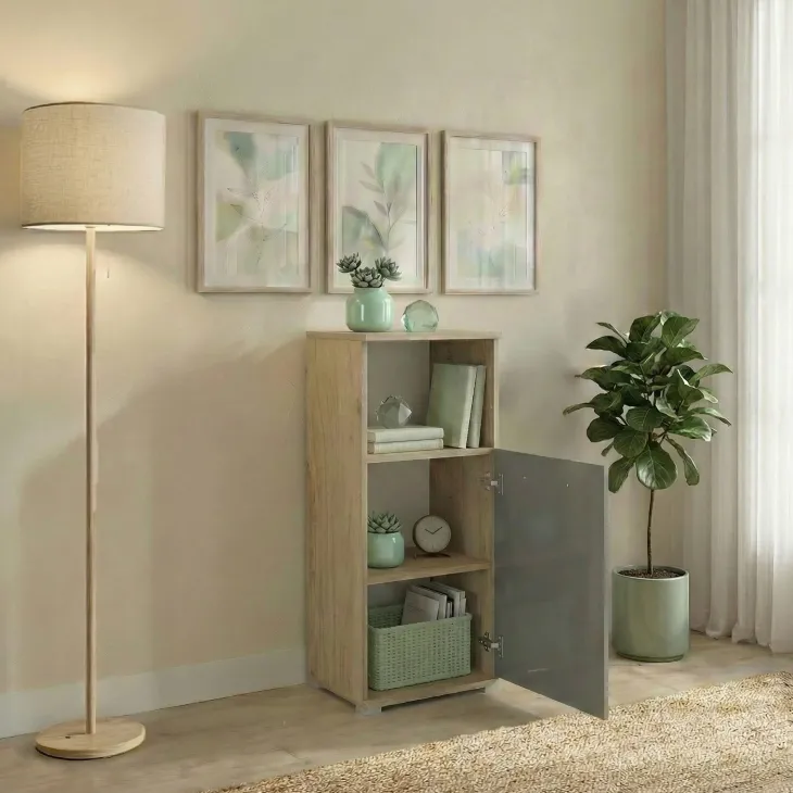 Colonna bassa ufficio 40x106h cm 1 anta rovere antracite lucido Time B