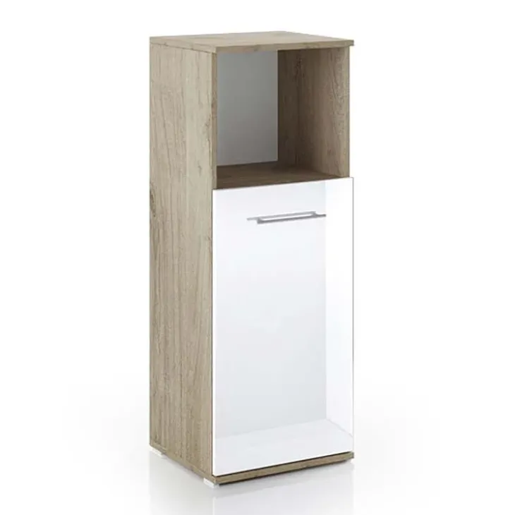 Colonna bassa ufficio 40x106h cm 1 anta rovere bianco lucido Time B
