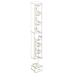 Colonna con libreria 30x203h cm rovere sonoma California Gihome®