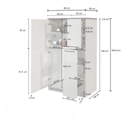 Colonna frigo dispensa cucina 90x165h cm moderna bianco rovere Gourmet