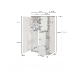 Colonna frigo dispensa cucina 90x165h cm moderna antracite rovere Gourmet
