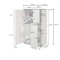 Colonna frigo dispensa cucina 90x165h cm moderna antracite grigio pietra Gourmet