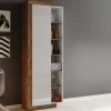 Colonna libreria 67x200h cm 1 anta moderna bianco lucido rovere Aria