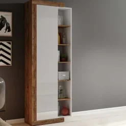 Colonna libreria 67x200h cm 1 anta moderna bianco lucido rovere Aria