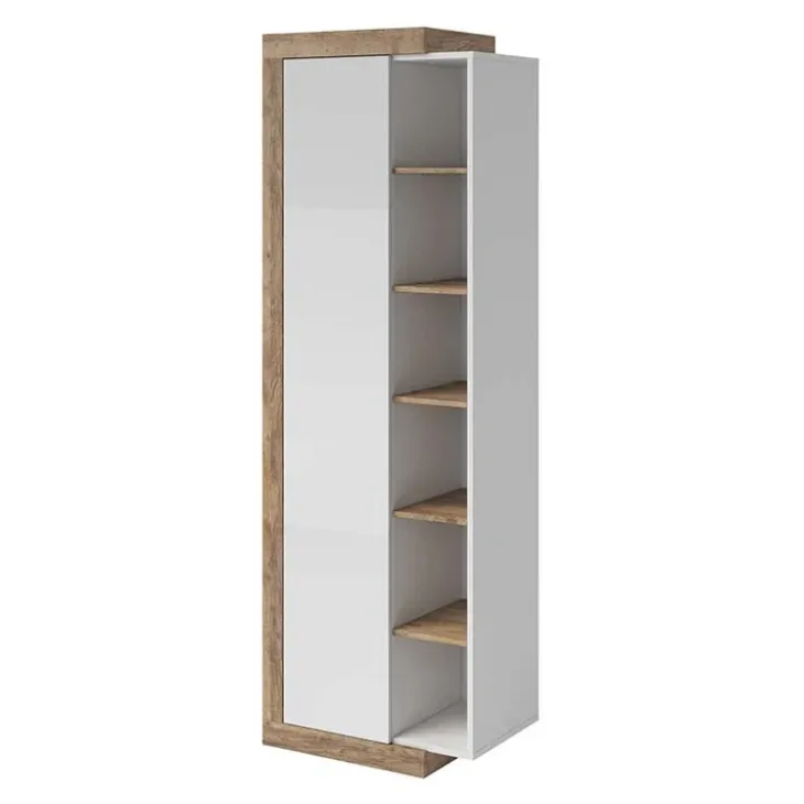 Colonna libreria 67x200h cm 1 anta moderna bianco lucido rovere Aria