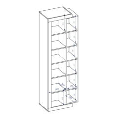 Colonna libreria 67x200h cm 1 anta moderna bianco lucido rovere Aria