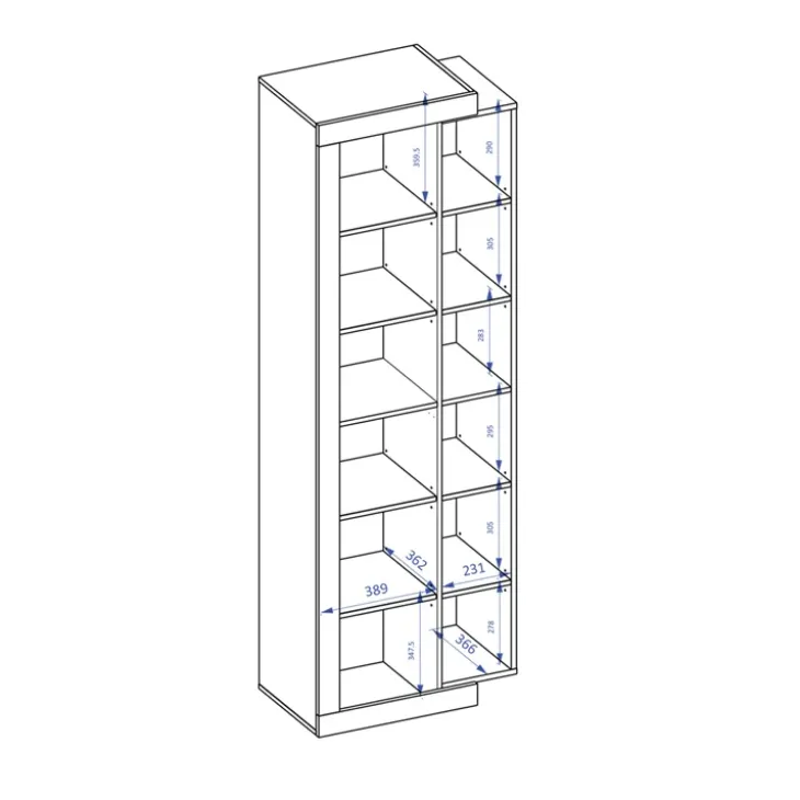 Colonna libreria 67x200h cm 1 anta moderna bianco lucido rovere Aria