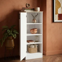 Colonna multiuso 60x148h cm componibile 1 anta bianco lucido rovere Kimera