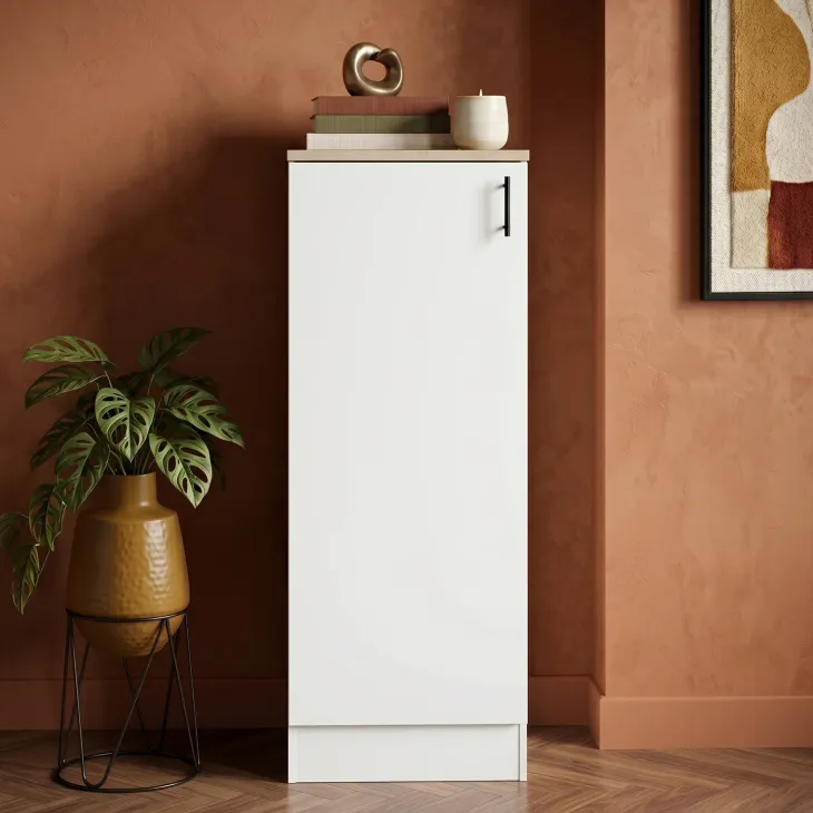 Colonna multiuso 60x148h cm componibile 1 anta bianco lucido rovere Kimera