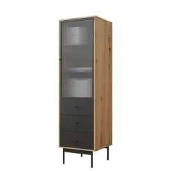 Colonna soggiorno 52x180h cm 1 anta 3 cassetti rovere nero Herning