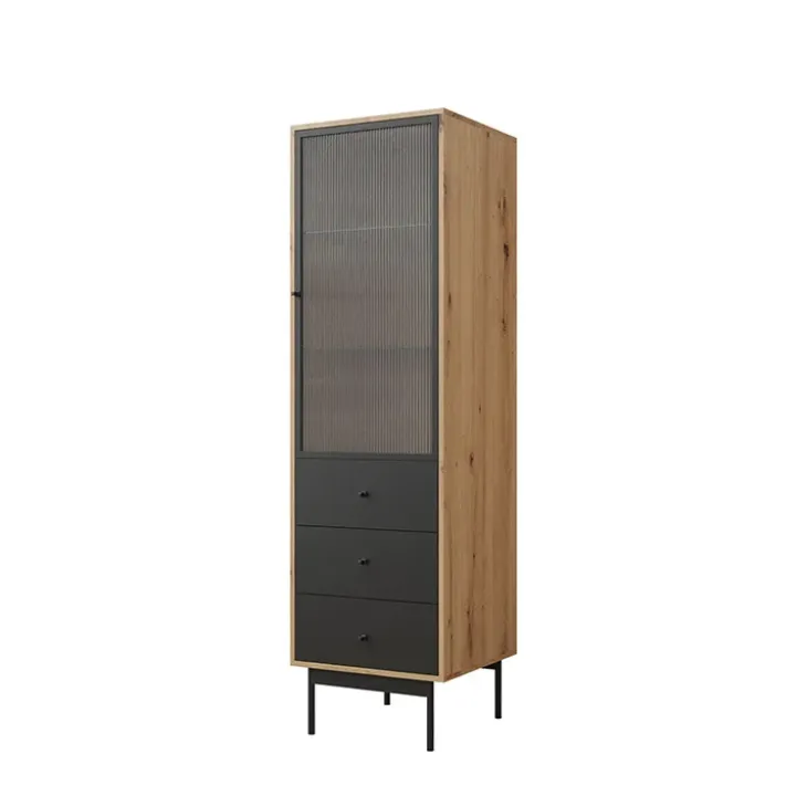 Colonna soggiorno 52x180h cm 1 anta 3 cassetti rovere nero Herning