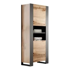Colonna soggiorno 65x171h cm 2 ante 2 vani a giorno legno antracite Tampere
