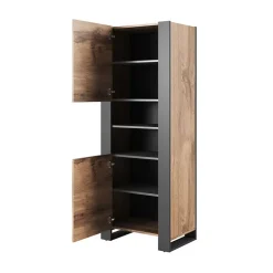 Colonna soggiorno 65x171h cm 2 ante 2 vani a giorno legno antracite Tampere