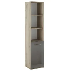 Colonna ufficio 40x176h cm libreria 1 anta e ripiani rovere antracite lucido Time D