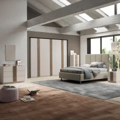 Comò cassettiera multifunzione 110x83h cm 3 cassetti beige cashmere rovere scuro Fummy