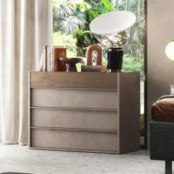 Comò cassettiera multifunzione 110x83h cm 4 cassetti marrone bronzo rovere scuro Riace