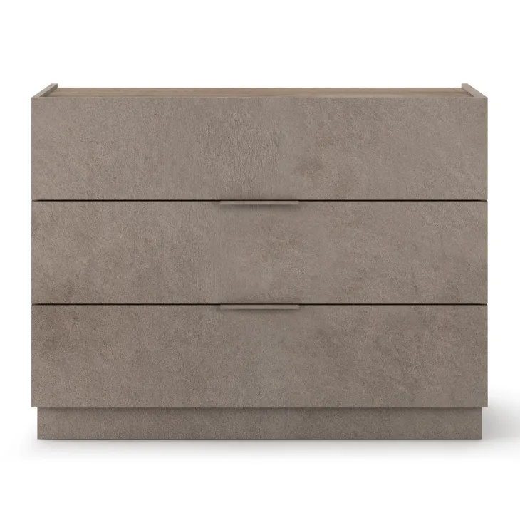 Comò cassettiera multifunzione 110x83h cm 3 cassetti marrone bronzo rovere scuro Silky