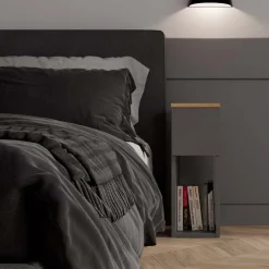 Comodino alto 20x55h cm 1 cassetto 1 vano a giorno antracite rovere Giacarta