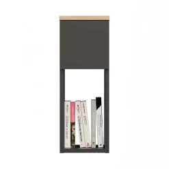 Comodino alto 20x55h cm 1 cassetto 1 vano a giorno antracite rovere Giacarta