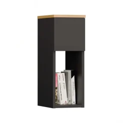 Comodino alto 20x55h cm 1 cassetto 1 vano a giorno antracite rovere Giacarta