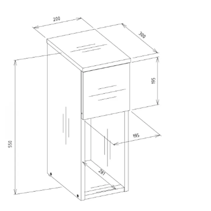 Comodino alto 20x55h cm 1 cassetto 1 vano a giorno bianco rovere Giacarta