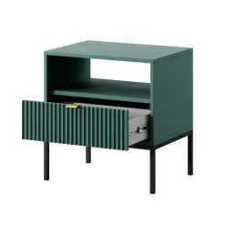 Comodino moderno 54x56 cm con cassetto e vano a giorno verde Alisa