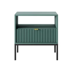 Comodino moderno 54x56 cm con cassetto e vano a giorno verde Alisa