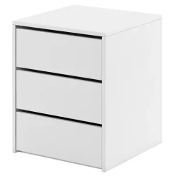 Comodino moderno 50x60h cm 3 cassetti bianco opaco Ombra